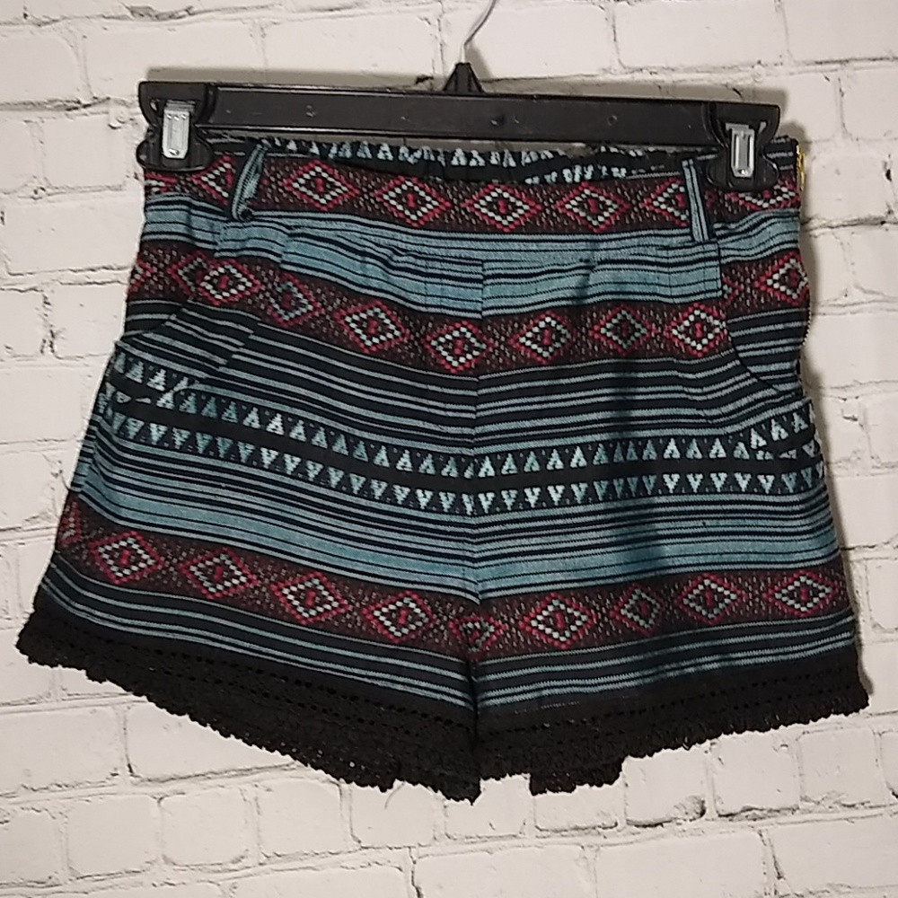 Angie Aztec High Waisted Shorts S Boho